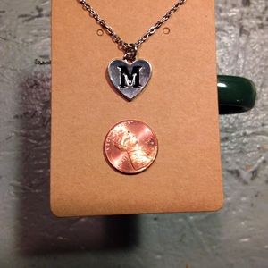Initial "M" Heart Charm Necklace
